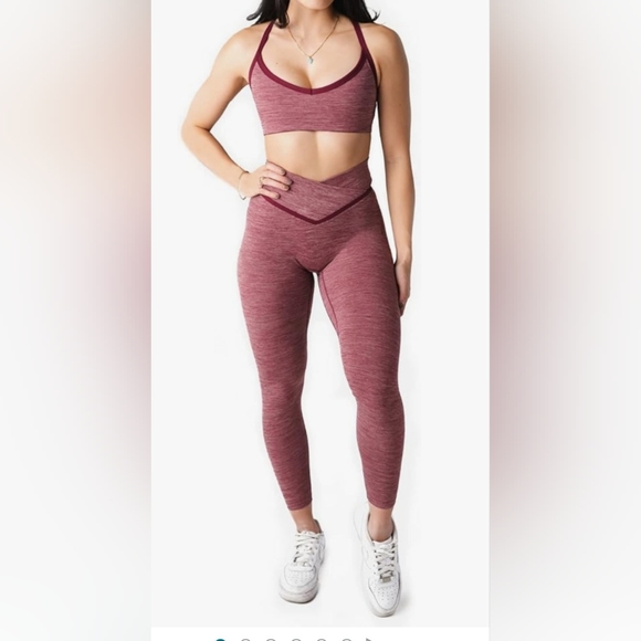 Vitality Pants - VITALITY Woman's Daydream V Pant and Bra Active Set, XS, Blackberry Rose
